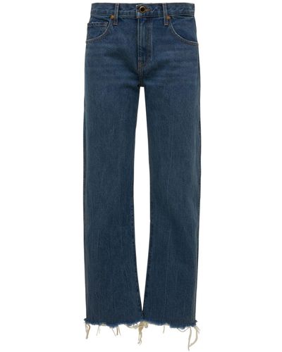 Khaite Jeans Rectos De Denim De Algodón - Azul