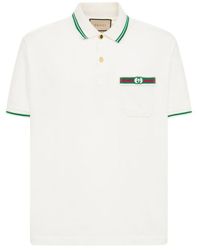Gucci Polo En Coton À Logo - Blanc