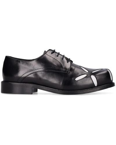 STEFAN COOKE Slashed Square Toe Lace-up Shoes - Black