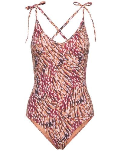 Isabel Marant Swan Printed One Piece Swimsuit - Red
