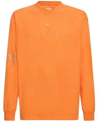Nike Nocta Printed Cotton Long Sleeve T-shirt - Orange