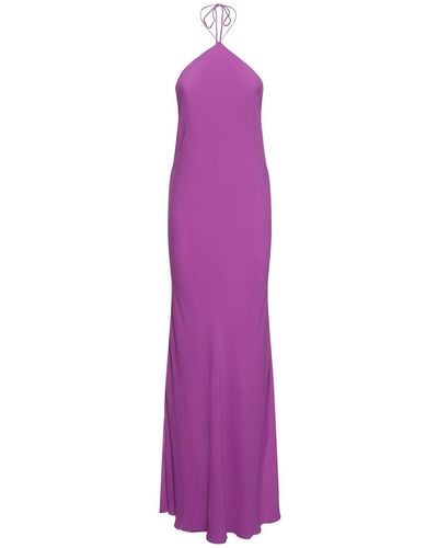 ANDAMANE Rebecca Silk Georgette Maxi Slip Dress - Purple