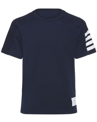 Thom Browne T-shirt en jersey de coton à 4 bandes - Bleu