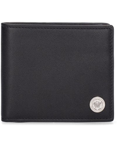 Versace Leather Logo Bifold Wallet - Black