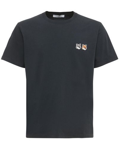 Maison Kitsuné T-shirt Double Fox In Jersey Di Cotone - Multicolore