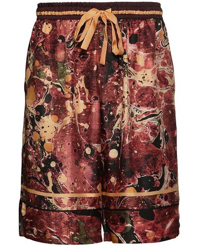 Dolce & Gabbana Silk jogging shorts with marbled print - Rot