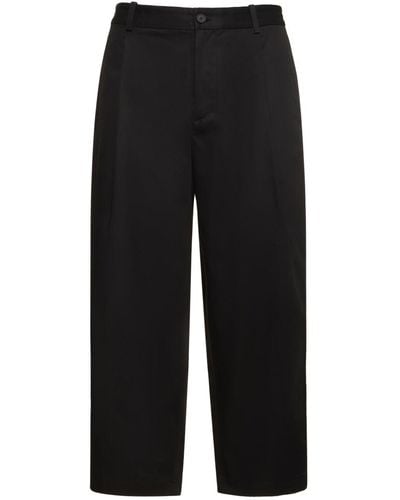 Maison Kitsuné Cropped Pleated Cotton Chino Pants - Black