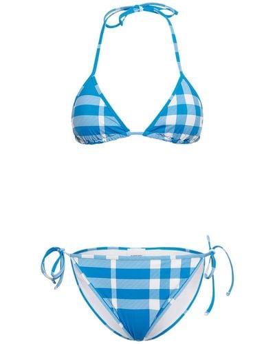 Burberry Cobb Check Printed Bikini Set - Blue