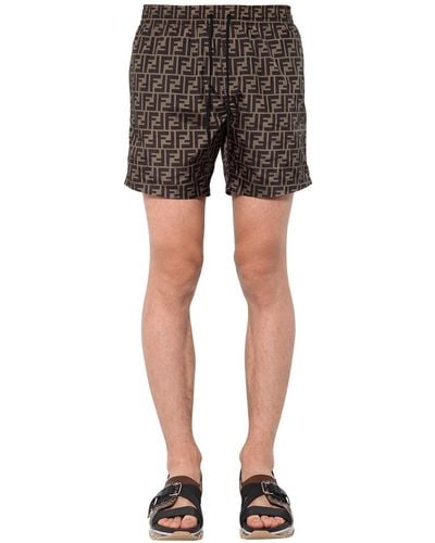 Fendi Monogram print shorts - Braun