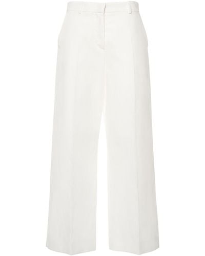 Weekend by Maxmara Zircone Cotton & Linen Canvas Wide Pants - White