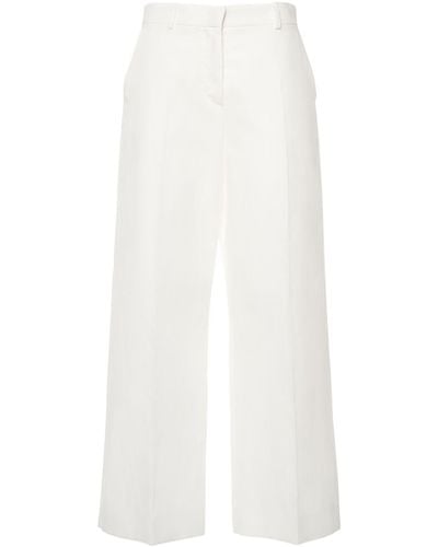 Weekend by Maxmara Zircone Cotton & Linen Canvas Wide Trousers - White