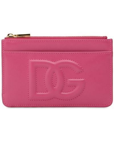 Dolce & Gabbana Leather Zip Card Holder - Pink