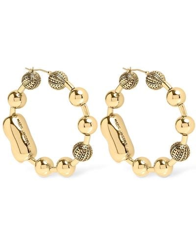 Marc Jacobs Monogram Ball Chain Hoop Earrings - Metallic