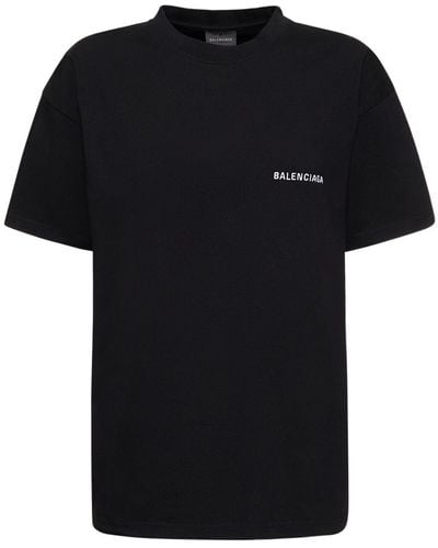 Balenciaga T-shirt en coton brodé à coupe medium - Noir