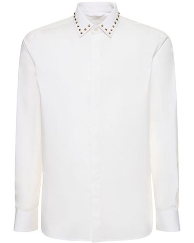 Valentino Camicia in cotone con borchie - Bianco
