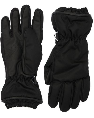Bottega Veneta Nylon And Leather Gloves - Black