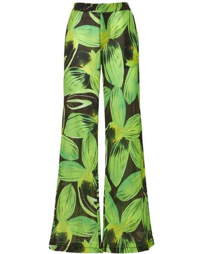 Louisa Ballou Pantalones anchos con estampado - Verde