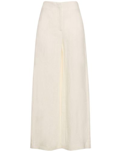 St. Agni Wide Linen Trousers - White