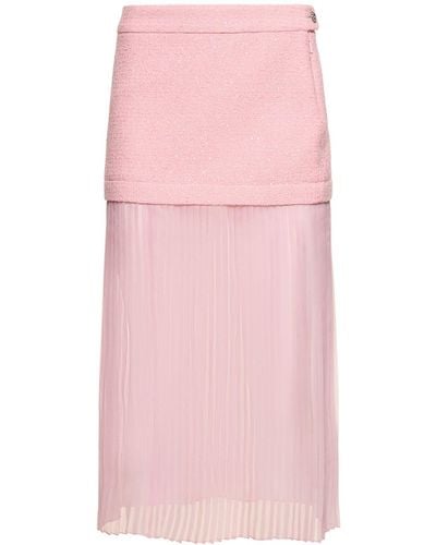 Gucci シルクツイードレイヤードスカート - ピンク