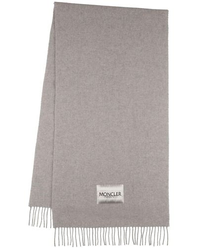 Moncler Logo Wool Scarf - Gray