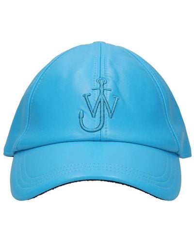 JW Anderson Logo Embroidery Leather Baseball Cap - Blue