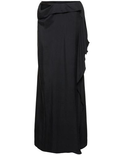 Ann Demeulemeester Medi Asymmetric Silk Twill Long Skirt - Black