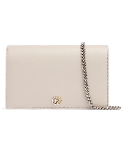Gucci gg Marmont Leather Chain Wallet - Natural
