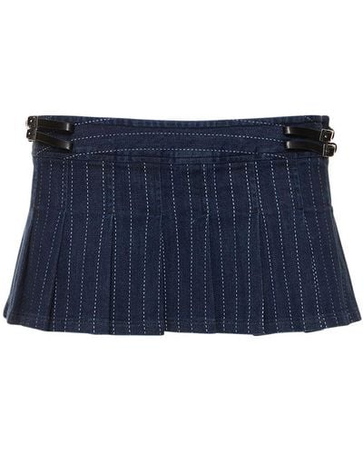 Miaou Ren Pleated Cotton Mini Skirt - Blue