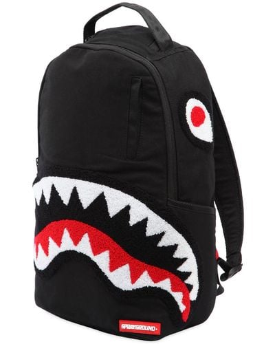Sprayground Ghost Shark Patches Canvas Backpack - Black