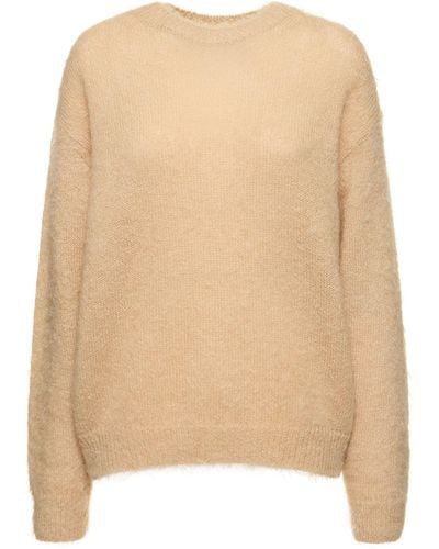 AURALEE Brushed Super Kid Mohair Knit Sweater - Natural