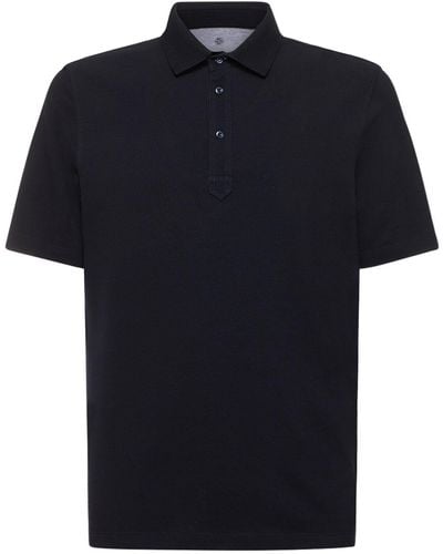 Brunello Cucinelli Camiseta polo de algodón piqué - Negro