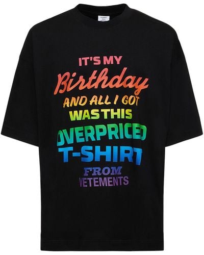 Vetements T-shirt it's my birthday in cotone con stampa - Nero