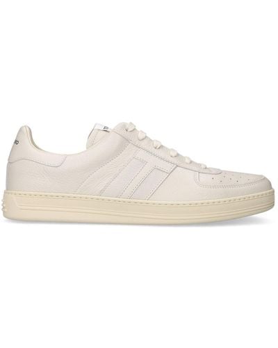 Tom Ford Grain Leather Low Top Sneakers - White