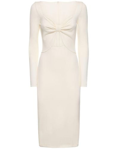 Giambattista Valli Viscose Knit Cutout Midi Dress W/ Bow - White