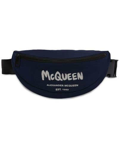 Alexander McQueen Riñonera de dos tonos con logo - Azul
