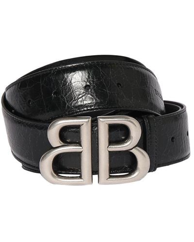 Balenciaga 40mm Breiter Ledergürtel "bb Monaco" - Schwarz