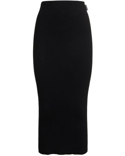 Balenciaga Twisted Cotton Blend Midi Skirt - Black