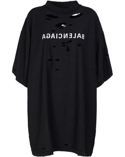 Balenciaga T-shirt inside out in cotone distressed - Nero