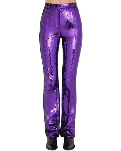 Rabanne Flared Sequin Embellished Pants - Purple