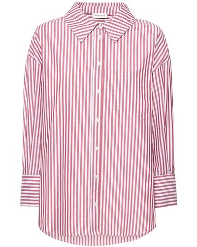 Anine Bing Mika Striped Cotton Poplin Shirt - Pink