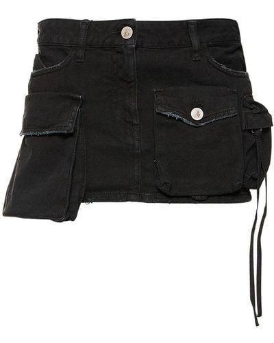 The Attico Fern Denim Cargo Mini Skirt - Black