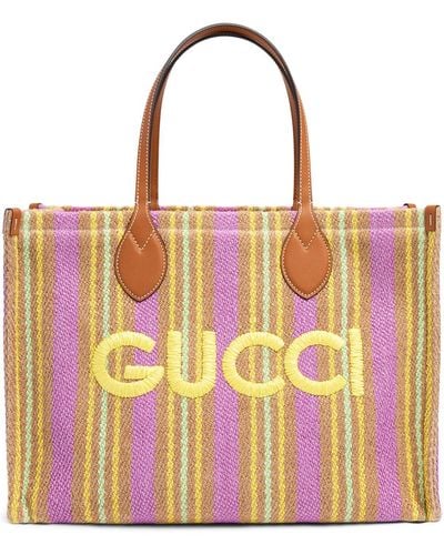 Gucci Medium Canvas Tote Bag W/ Logo - Pink