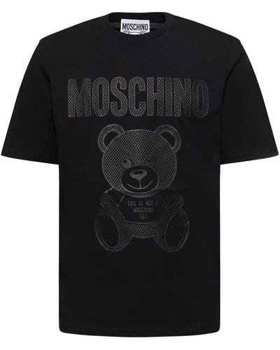 Moschino T-shirt en coton biologique imprimé ourson - Noir