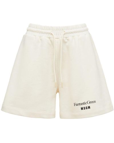 MSGM Shorts In Jersey Di Cotone - Bianco