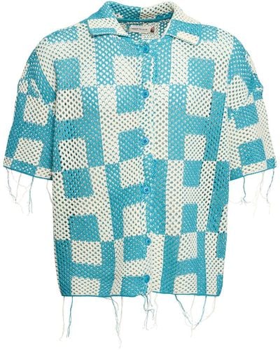 Honor The Gift 's Crochet Short Sleeve Shirt - Blue