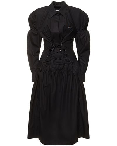 Vivienne Westwood Kate Cotton Lace-up Midi Shirt Dress - Black