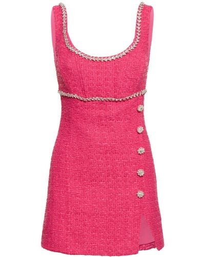 Self-Portrait Minikleid aus Boucle - Pink