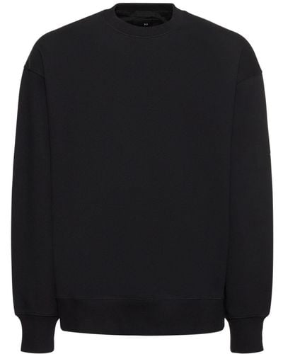 Y-3 Logo Organic Cotton Crewneck Sweatshirt - Black