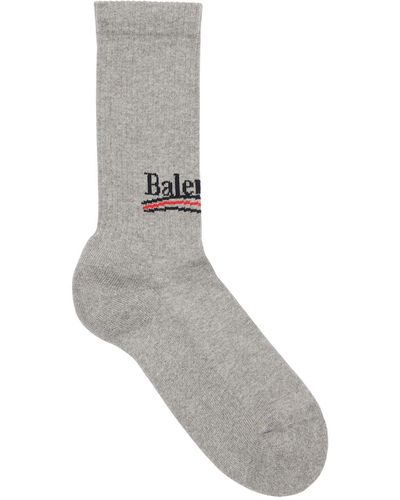 Balenciaga Logo Intarsia Stretch Cotton Socks - Gray