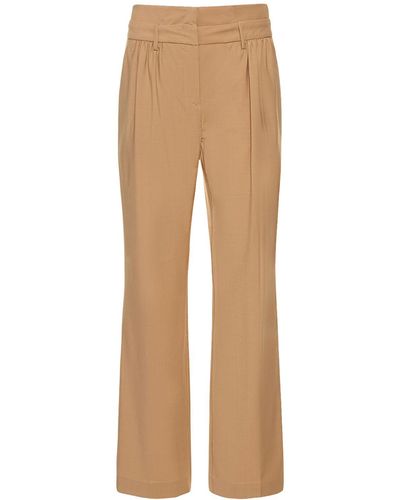 THE GARMENT Pisa Wool Blend Straight Trousers - Natural